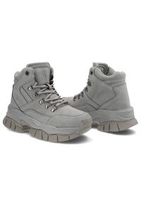 Big-Star - Szare Botki Big Star Damskie Modne Buty Sportowe. Okazja: na co dzień. Zapięcie: sznurówki. Kolor: szary. Materiał: materiał, syntetyk. Szerokość cholewki: normalna. Styl: sportowy #3