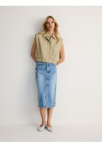 Reserved - Kamizelka z bawełną i lyocellem - jasnozielony. Kolor: zielony. Materiał: bawełna #1