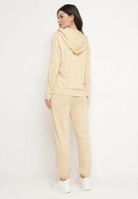 Born2be - Beżowy 2-częściowy Komplet Dresowy Bluza z Kapturem Spodnie z Gumką w Pasie Regulowane Tellfana. Kolor: beżowy. Materiał: dresówka #5