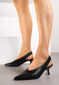 Renee - Czarne Sandały Vices na Kaczuszce Typu Slingback Liluriela. Okazja: na co dzień. Kolor: czarny. Wzór: kwiaty. Sezon: lato. Obcas: na szpilce. Styl: elegancki, casual. Wysokość obcasa: średni #3