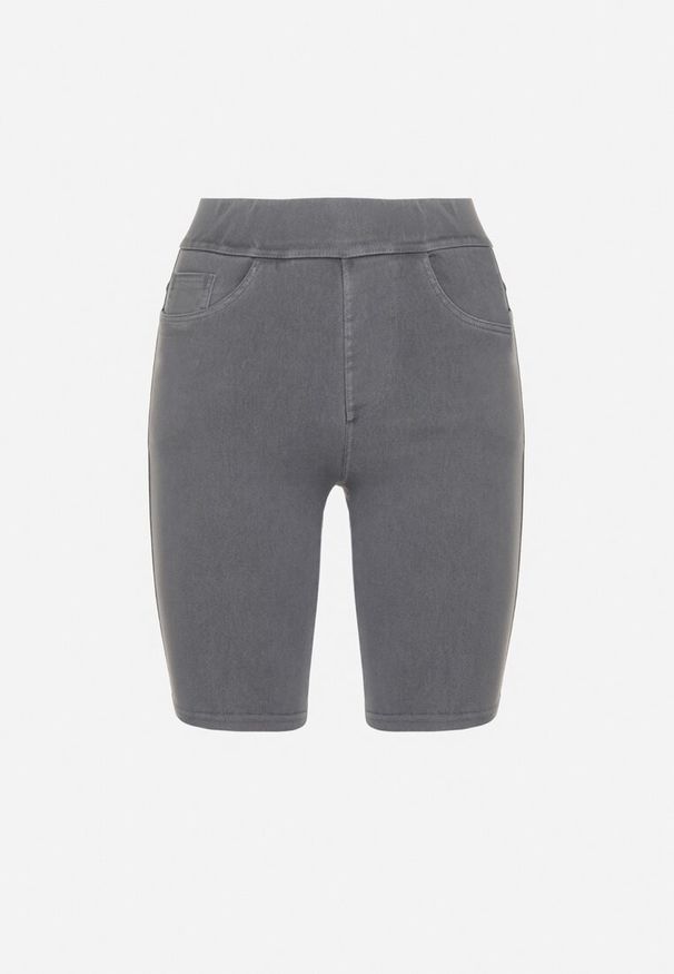Born2be - Ciemnoniebieskie Szorty Jeansowe z Gumką w Pasie i Wysokim Stanem Kivolia. Stan: podwyższony. Kolor: niebieski. Materiał: jeans. Sezon: lato