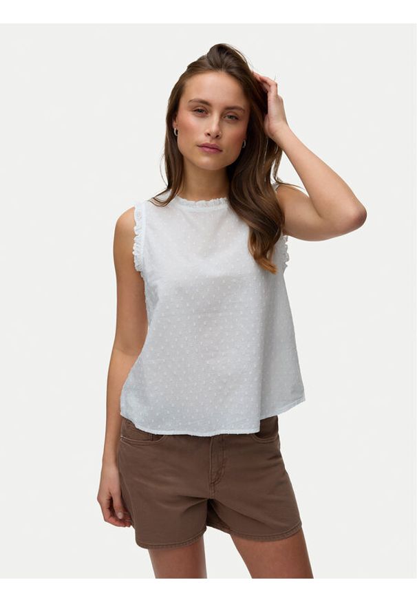 Vero Moda Top Trine 10342734 Biały Regular Fit. Kolor: biały. Materiał: bawełna