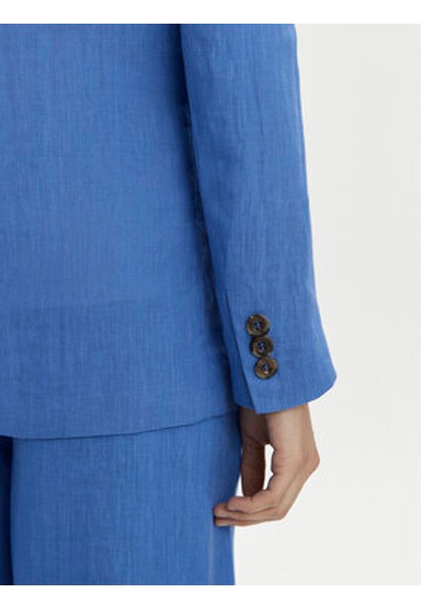 Marella Marynarka Afro 2413041094 Niebieski Regular Fit. Kolor: niebieski. Materiał: len