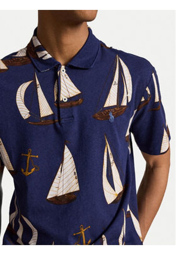 Polo Ralph Lauren Polo 710B19235001 Granatowy Regular Fit. Typ kołnierza: polo. Kolor: niebieski. Materiał: bawełna