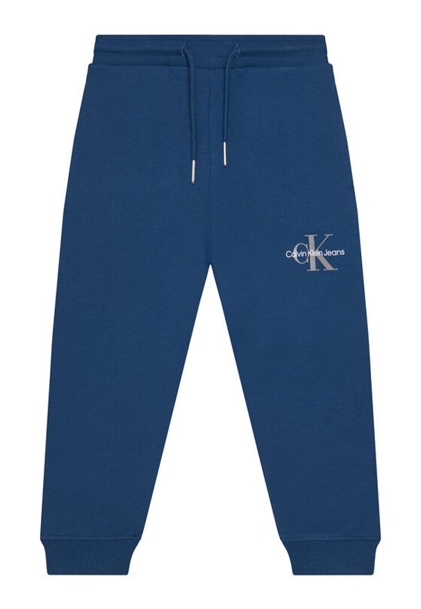 Calvin Klein Jeans Spodnie dresowe Monogram Logo IU0IU00285 M Niebieski Regular Fit. Kolor: niebieski. Materiał: bawełna