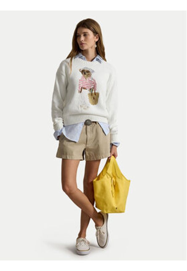 Polo Ralph Lauren Sweter 211A12723001 Biały Relaxed Fit. Typ kołnierza: polo. Kolor: biały. Materiał: bawełna