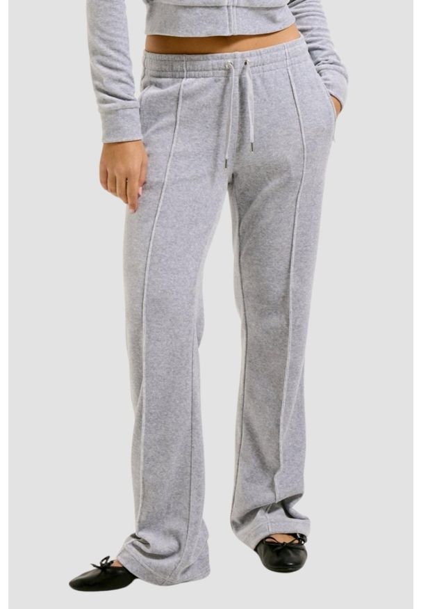 Juicy Couture - JUICY COUTURE Szare damskie spodnie dresowe Tina Trackpants, Rozmiar L. Kolor: szary. Materiał: dresówka