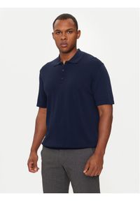 Sisley Polo 112AS300H Granatowy Regular Fit. Typ kołnierza: polo. Kolor: niebieski. Materiał: bawełna, wiskoza