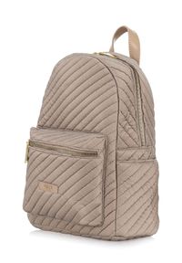 Ochnik - Beżowy plecak damski z pikowaniem. Kolor: beżowy. Materiał: nylon #6