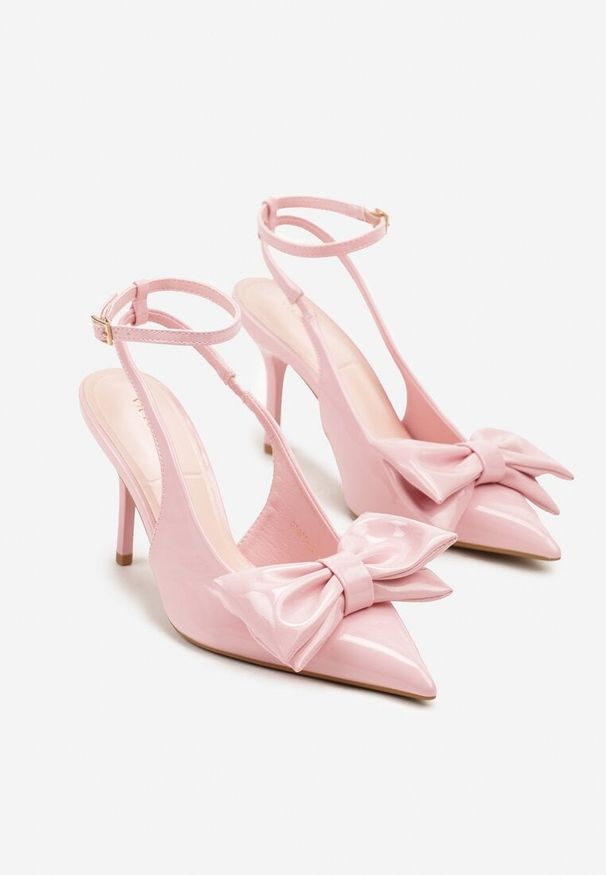 Born2be - Różowe Sandały na Obcasie Vices z Ozdobną Kokardką Florozia. Okazja: na wesele, na ślub cywilny. Zapięcie: bez zapięcia. Kolor: różowy. Obcas: na obcasie. Styl: klasyczny, elegancki. Wysokość obcasa: średni