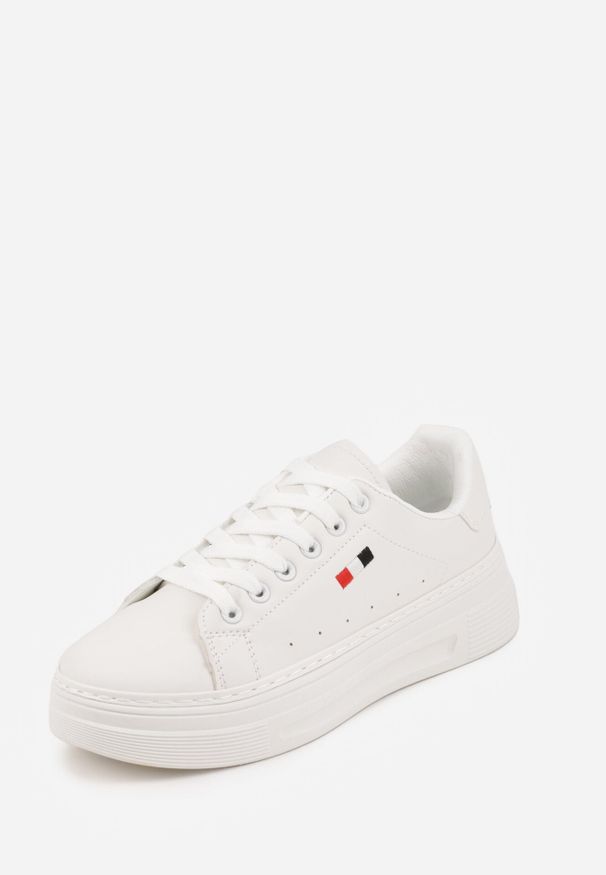 Born2be - Białe Klasyczne Sneakersy VICES w Stylu Tenisówek na Grubej Podeszwie Galanatea. Kolor: biały. Materiał: jeans. Wzór: gładki