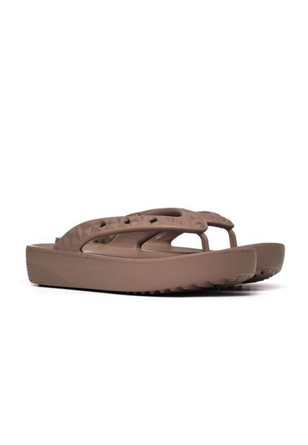Japonki damskie Crocs Classic Platform Geometrc Flip. Kolor: brązowy. Materiał: materiał, syntetyk. Obcas: na platformie
