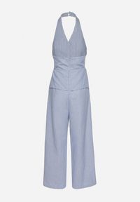 Born2be - Niebieski Kombinezon w Prążki w Stylu Garniturowym Lanirith. Okazja: na co dzień. Kolor: niebieski. Wzór: prążki. Styl: casual, klasyczny #6