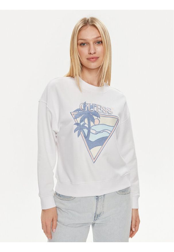 Guess Bluza W4GQ11 KBK32 Biały Relaxed Fit. Kolor: biały. Materiał: bawełna
