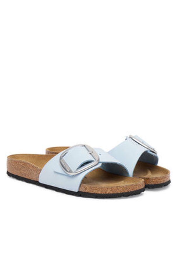 Birkenstock Klapki Madrid Big Buckle 1031798 Błękitny. Kolor: niebieski. Materiał: nubuk, skóra