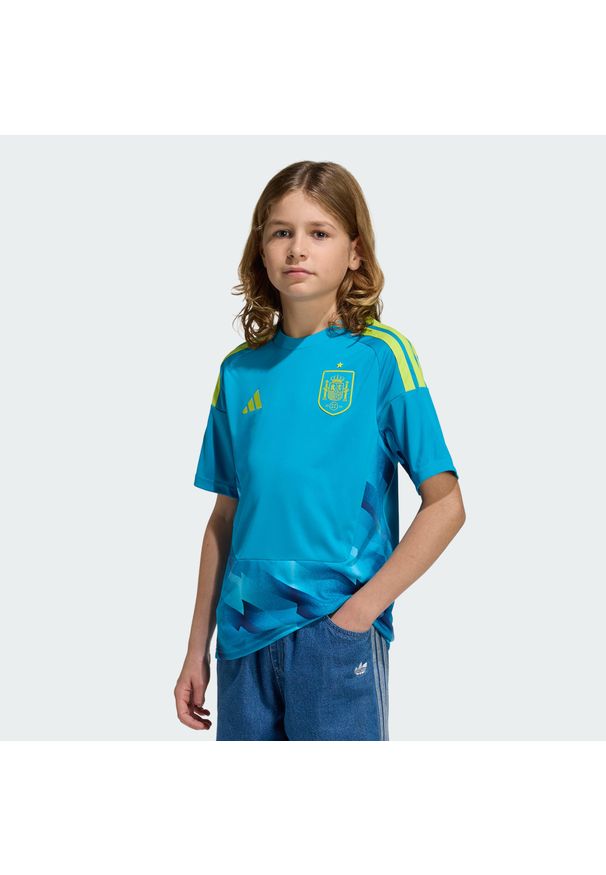 Adidas - Dziecięca podstawowa koszulka bramkarska Hiszpania 26. Kolor: niebieski. Technologia: ClimaCool (Adidas). Sport: piłka nożna