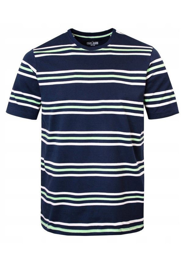 Bawełniana Koszulka Polo w Paski - Pako Jeans - Granatowa. Okazja: na co dzień. Typ kołnierza: polo. Kolor: niebieski. Materiał: bawełna. Wzór: prążki, paski. Styl: casual