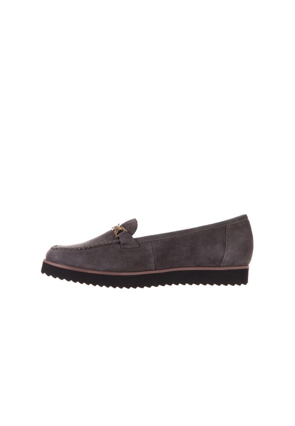 Mokasyny Bayla-018 1005-203 Dark Grey, Szary, Skóra naturalna. Zapięcie: klamry. Kolor: szary. Materiał: zamsz. Styl: klasyczny, elegancki