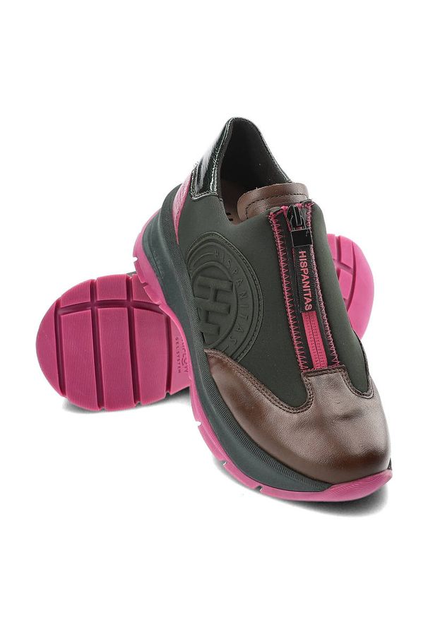 Zielone Sneakersy Hispanitas Stylowe Obuwie Damskie. Okazja: na co dzień. Kolor: zielony. Materiał: materiał