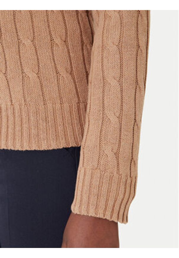 Polo Ralph Lauren Sweter 211B16797001 Beżowy Slim Fit. Typ kołnierza: polo. Kolor: beżowy. Materiał: bawełna