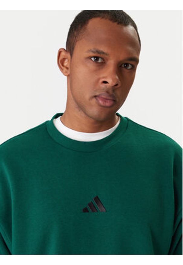 Adidas - adidas Bluza Essentials 3-Stripes JE6306 Zielony Regular Fit. Kolor: zielony. Materiał: bawełna