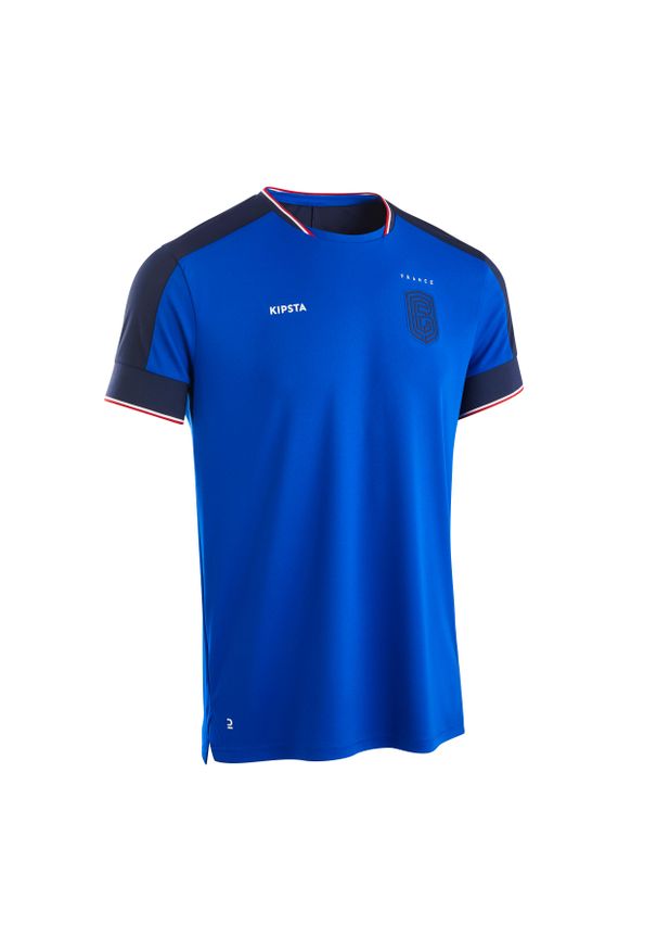 KIPSTA - Koszulka do piłki nożnej Kipsta FF500 Francja 2024. Kolor: niebieski. Materiał: tkanina, poliester, prążkowany, elastan, materiał