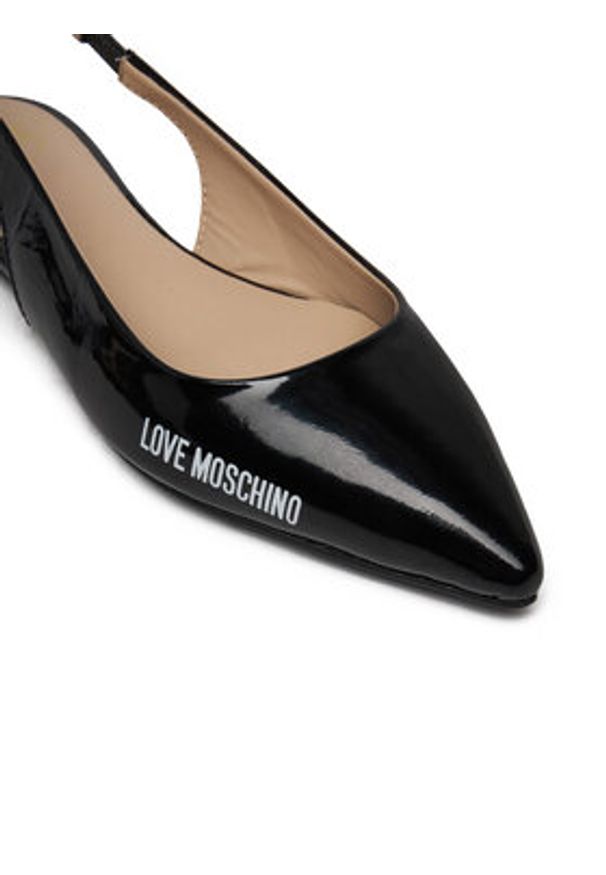 Love Moschino - LOVE MOSCHINO Baleriny JA11021G1MIH0000 Czarny. Kolor: czarny. Materiał: lakier, skóra