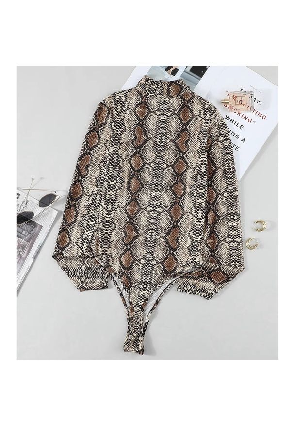 Intica - Body z długim rękawem w zwierzęcy wzór Innocenzia. Materiał: tkanina. Długość: długie. Wzór: motyw zwierzęcy