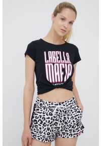 LABELLAMAFIA - LaBellaMafia t-shirt bawełniany kolor czarny. Okazja: na co dzień. Kolor: czarny. Materiał: bawełna. Wzór: nadruk. Styl: casual