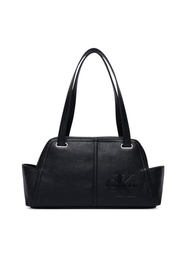 Calvin Klein Torebka Pockets Monologo Shoulder Bag LV04F3688G Czarny. Kolor: czarny. Materiał: skórzane