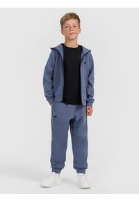 4f - 4F Spodnie dresowe joggery chłopięce - granatowe 146 (10-11 lat). Okazja: na co dzień. Kolor: niebieski. Materiał: dresówka. Sezon: lato. Styl: casual, klasyczny #1