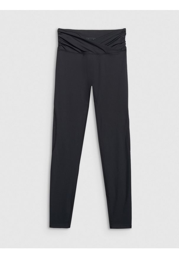 4f - 4F Legginsy do jogi i pilatesu szybkoschnące damskie - czarne XS. Stan: podwyższony. Kolor: czarny. Materiał: materiał, elastan, włókno, dzianina. Długość: długie. Sport: joga i pilates