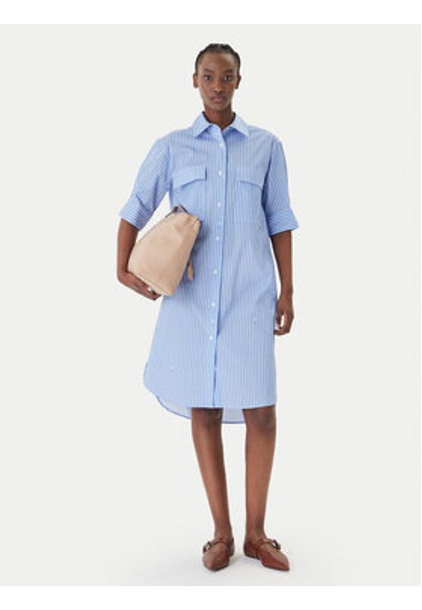 JOOP! Sukienka koszulowa Daliya 30101593 Niebieski Regular Fit. Kolor: niebieski. Materiał: bawełna. Typ sukienki: koszulowe