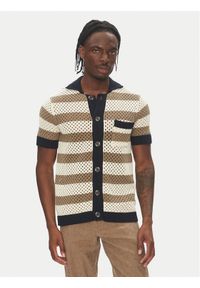 Lindbergh Kardigan 30-804112 Beżowy Relaxed Fit. Kolor: beżowy. Materiał: bawełna