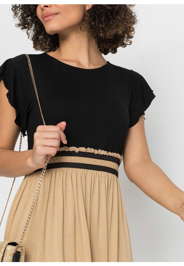 bonprix - Sukienka z dżerseju z wiskozy. Kolor: czarny. Materiał: jersey, wiskoza