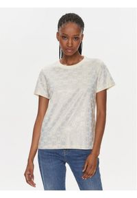 Pinko T-Shirt Quentin 100535 A1OS Beżowy Regular Fit. Kolor: beżowy. Materiał: bawełna