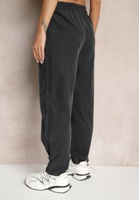 Renee - Ciemnoszare Spodnie z Bawełny High Waist Galili. Okazja: na co dzień. Stan: podwyższony. Kolor: szary. Materiał: bawełna. Styl: klasyczny, elegancki, casual