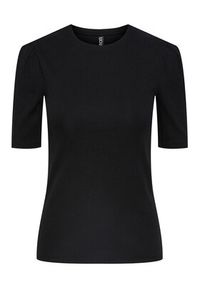 Pieces T-Shirt 17133700 Czarny Slim Fit. Kolor: czarny. Materiał: bawełna
