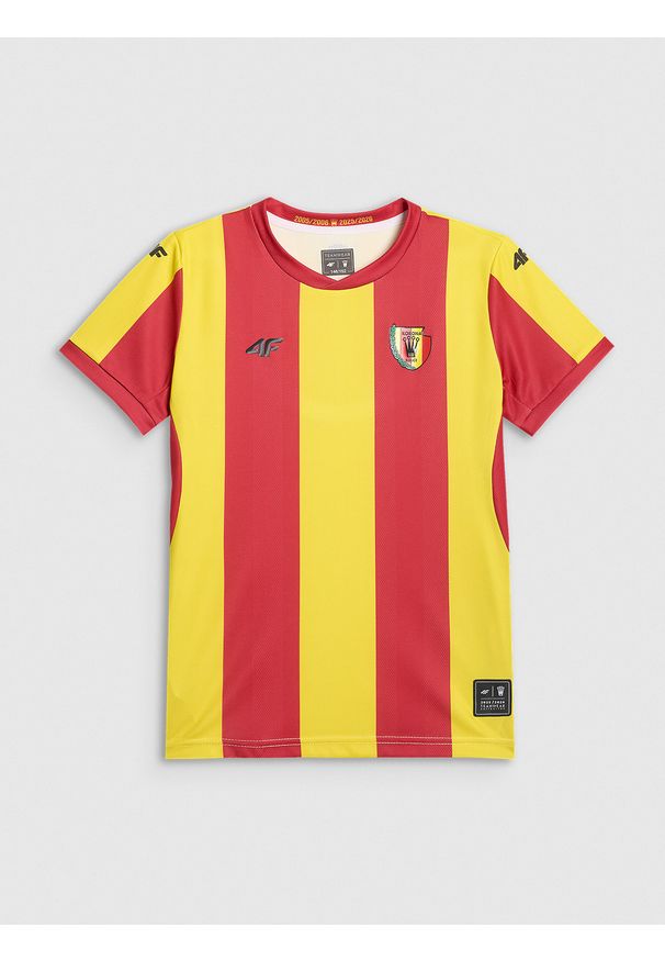 4f - 4F Koszulka klubowa domowa z sezonu 2025/26 dziecięca 4F x Korona Kielce - multikolor 122/128 (6-8 lat). Okazja: do domu. Kolor: wielokolorowy. Materiał: włókno, dzianina. Długość: długie. Sezon: lato. Styl: klasyczny, sportowy
