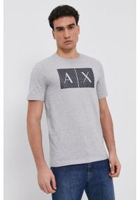 Armani Exchange T-shirt bawełniany 8NZTCK.Z8H4Z.NOS kolor szary z nadrukiem. Kolor: szary. Materiał: bawełna. Wzór: nadruk #1