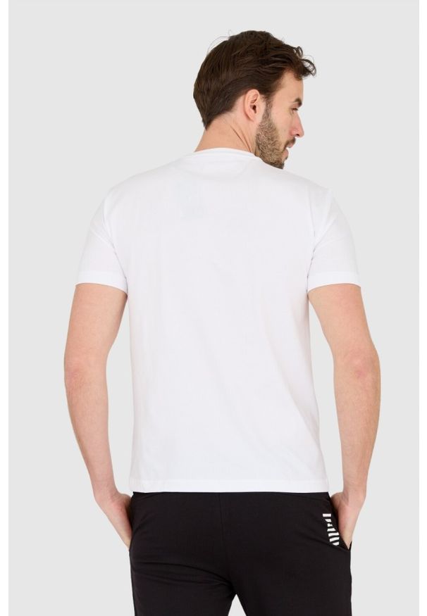 EA7 Emporio Armani - EA7 Biały męski t-shirt z dużym białym logo, Rozmiar S. Kolor: biały
