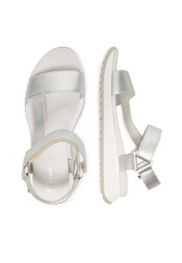 Rieker Sandały W2951-90 Srebrny. Kolor: srebrny. Materiał: skóra