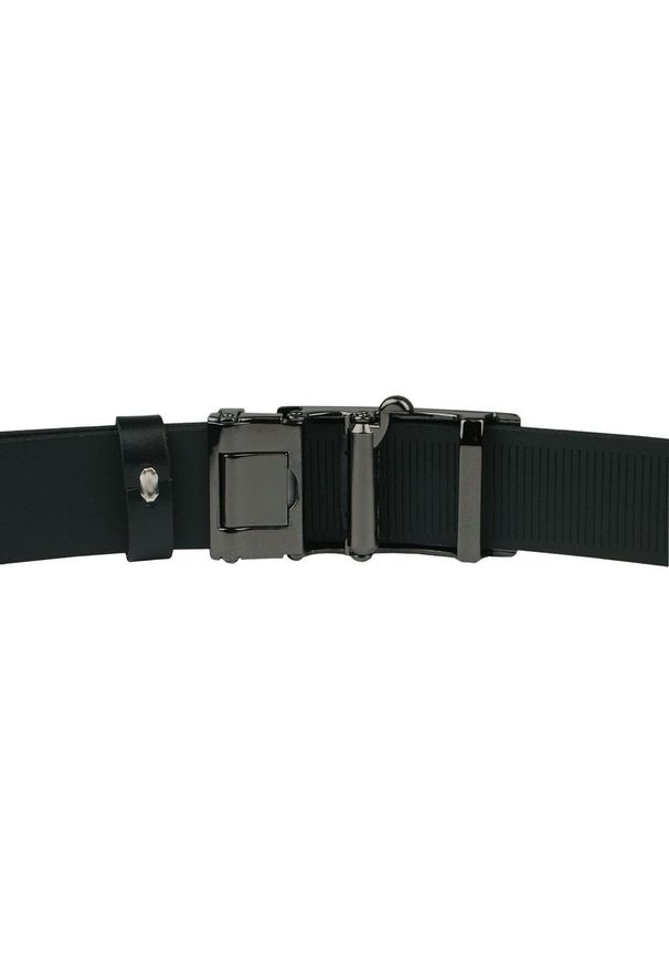 Alties - Pasek Męski z Automatyczną Klamrą - VICTORIO - Skórzany - Czarny. Kolor: czarny. Materiał: skóra. Styl: wizytowy