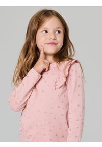 Sinsay - Koszulka z długimi rękawami - różowy. Typ kołnierza: kołnierz z falbankami. Kolor: różowy. Materiał: bawełna. Długość rękawa: długi rękaw. Długość: długie #1