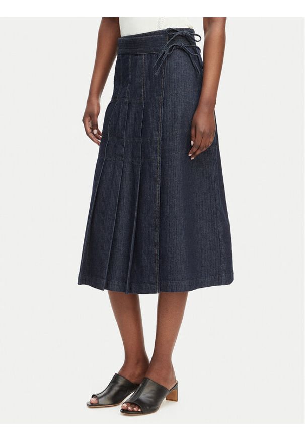 MAX&Co. Spódnica jeansowa 2616101013200 Granatowy Regular Fit. Kolor: niebieski. Materiał: bawełna