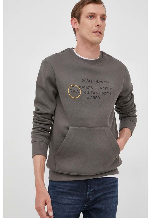 G-Star RAW - G-Star Raw bluza męska kolor zielony melanżowa. Kolor: zielony. Materiał: poliester. Wzór: melanż