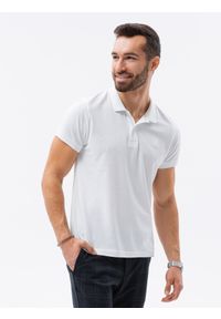 Ombre Clothing - Zestaw koszulek bawełnianych polo - białe 3-pak Z28 V9 - XXL. Typ kołnierza: polo. Kolor: biały. Materiał: bawełna. Wzór: haft