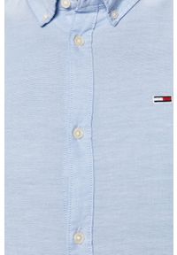 Tommy Jeans - Koszula. Typ kołnierza: button down. Kolor: niebieski. Materiał: tkanina, bawełna, elastan. Długość rękawa: długi rękaw. Długość: długie. Wzór: gładki #4