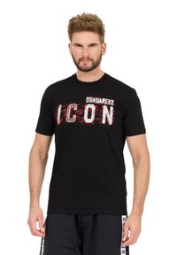 DSQUARED2 Czarny t-shirt Icon Scribble Cool Fit Tee. Kolor: czarny #6