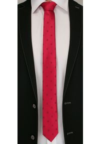 Krawat Męski, Czerwony w Koniczynę - Angelo di Monti. Kolor: czerwony. Wzór: kwiaty